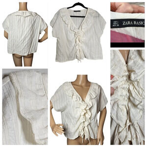 Zara ruffle tie front blouse